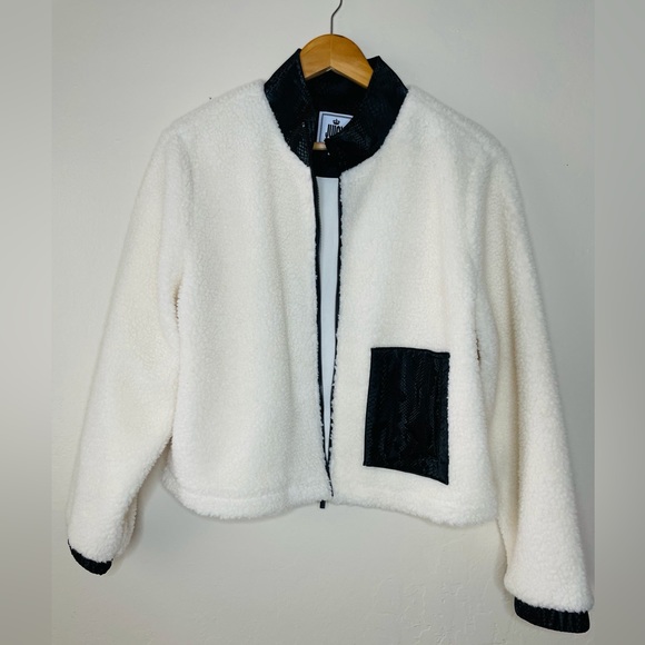 Juicy Couture faux fur Leather trim Sherpa bumper Jacket - Picture 1 of 14